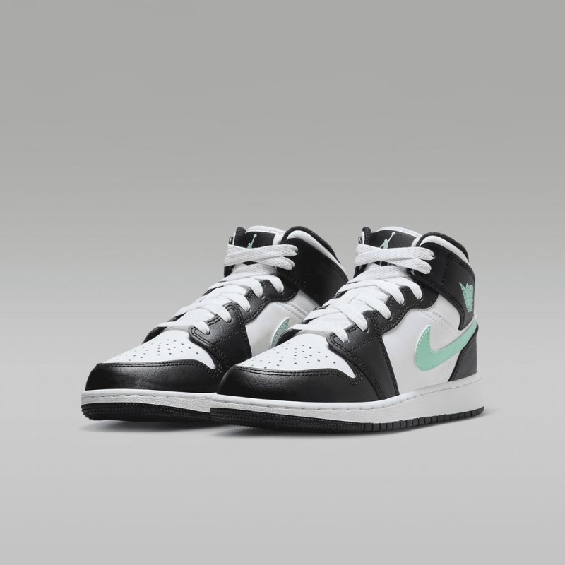 Nike Air Jordan 1 Mid Lasten Kengät Mustat Valkoinen Vihreä | 694VMIHSY