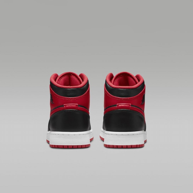 Nike Air Jordan 1 Mid Lasten Kengät Mustat Punainen | 047PJNHXB