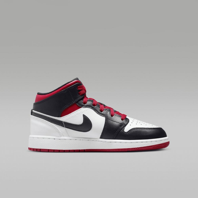 Nike Air Jordan 1 Mid Lasten Kengät Punainen Mustat Valkoinen | 392MDPVAT