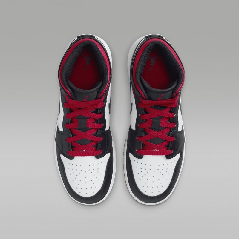 Nike Air Jordan 1 Mid Lasten Kengät Punainen Mustat Valkoinen | 392MDPVAT