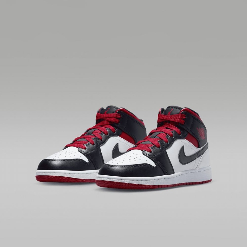 Nike Air Jordan 1 Mid Lasten Kengät Punainen Mustat Valkoinen | 392MDPVAT