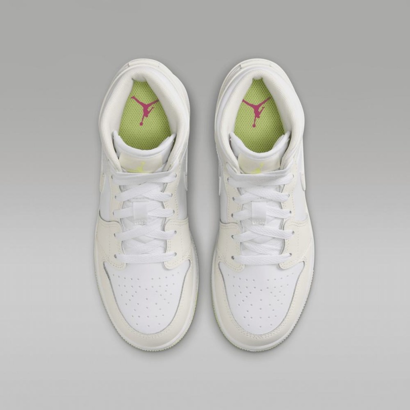 Nike Air Jordan 1 Mid Lasten Kengät Valkoinen Vaaleanoranssi | 138EUGQVD