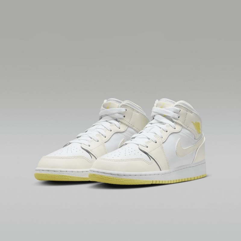 Nike Air Jordan 1 Mid Lasten Kengät Valkoinen Vaaleanoranssi | 138EUGQVD