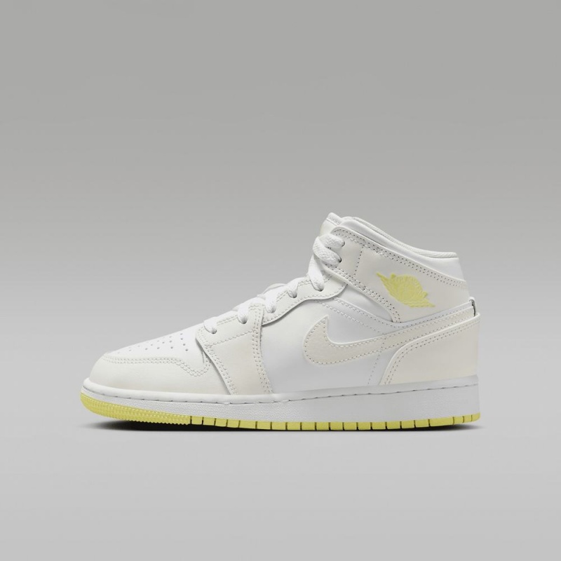 Nike Air Jordan 1 Mid Lasten Kengät Valkoinen Vaaleanoranssi | 138EUGQVD