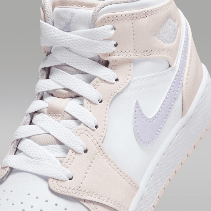 Nike Air Jordan 1 Mid Lasten Kengät Valkoinen Pinkki | 632KGQAFO