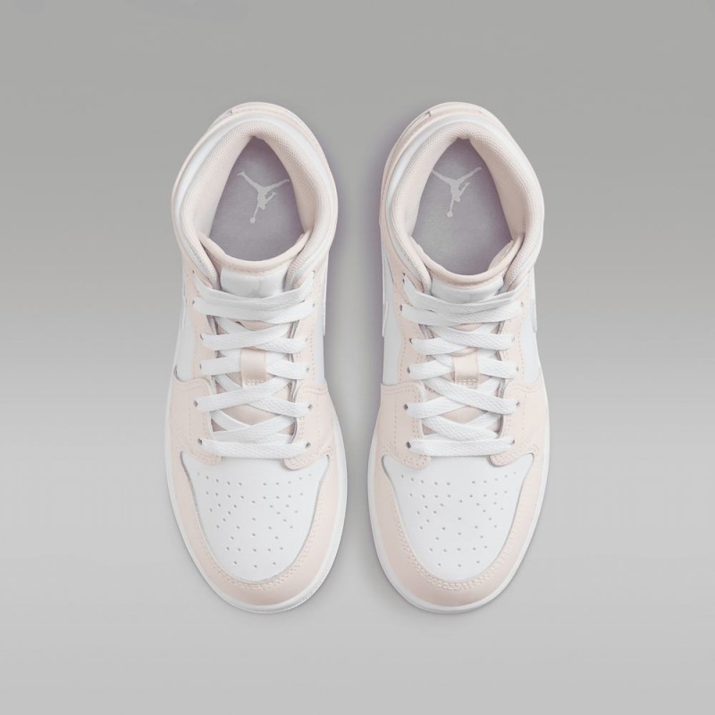 Nike Air Jordan 1 Mid Lasten Kengät Valkoinen Pinkki | 632KGQAFO