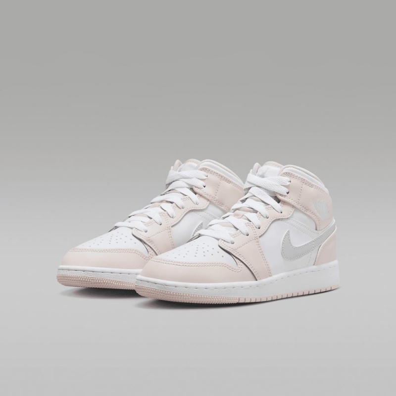 Nike Air Jordan 1 Mid Lasten Kengät Valkoinen Pinkki | 632KGQAFO