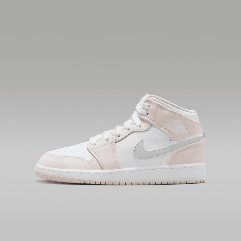 Nike Air Jordan 1 Mid Lasten Kengät Valkoinen Pinkki | 632KGQAFO