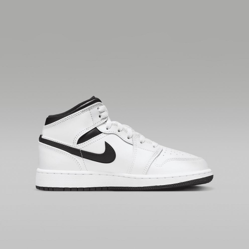 Nike Air Jordan 1 Mid Lasten Kengät Valkoinen Mustat | 567HNWIUM