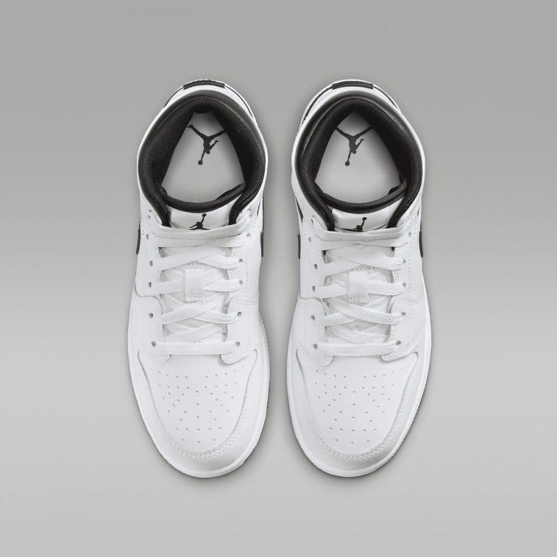 Nike Air Jordan 1 Mid Lasten Kengät Valkoinen Mustat | 567HNWIUM
