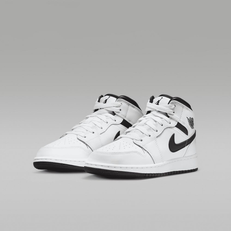 Nike Air Jordan 1 Mid Lasten Kengät Valkoinen Mustat | 567HNWIUM