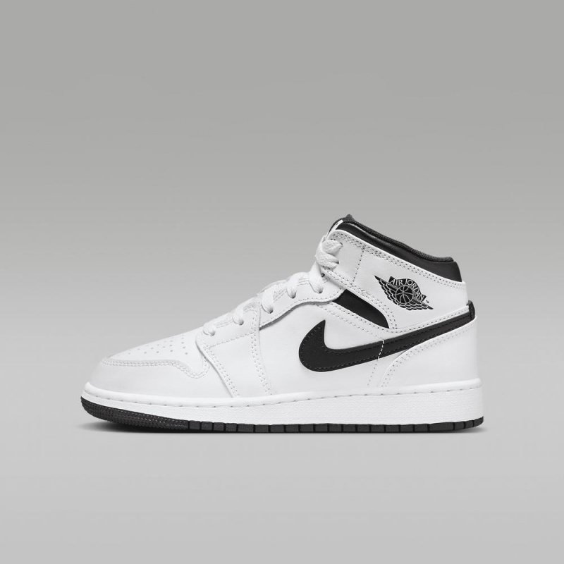 Nike Air Jordan 1 Mid Lasten Kengät Valkoinen Mustat | 567HNWIUM