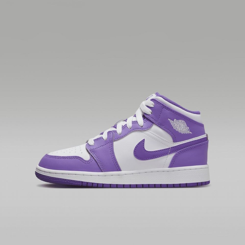 Nike Air Jordan 1 Mid Lasten Kengät Violetit Valkoinen | 104VMSZYL