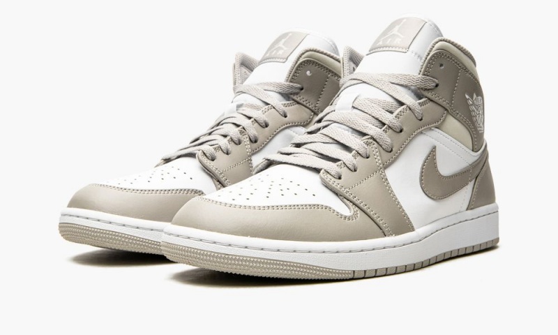 Nike Air Jordan 1 Mid 'Linen' Miesten Kengät Vaaleanbeige Valkoinen | 098FXJNRM