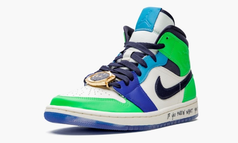 Nike Air Jordan 1 Mid 'Melody Ehsani - Fearless' Naisten Kengät Valkoinen Mustat Sininen | 972FGKSUL