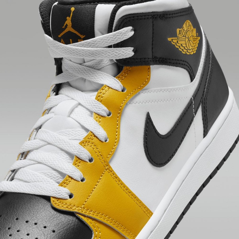 Nike Air Jordan 1 Mid Miesten Kengät Keltainen Valkoinen Mustat | 712KPEVCI