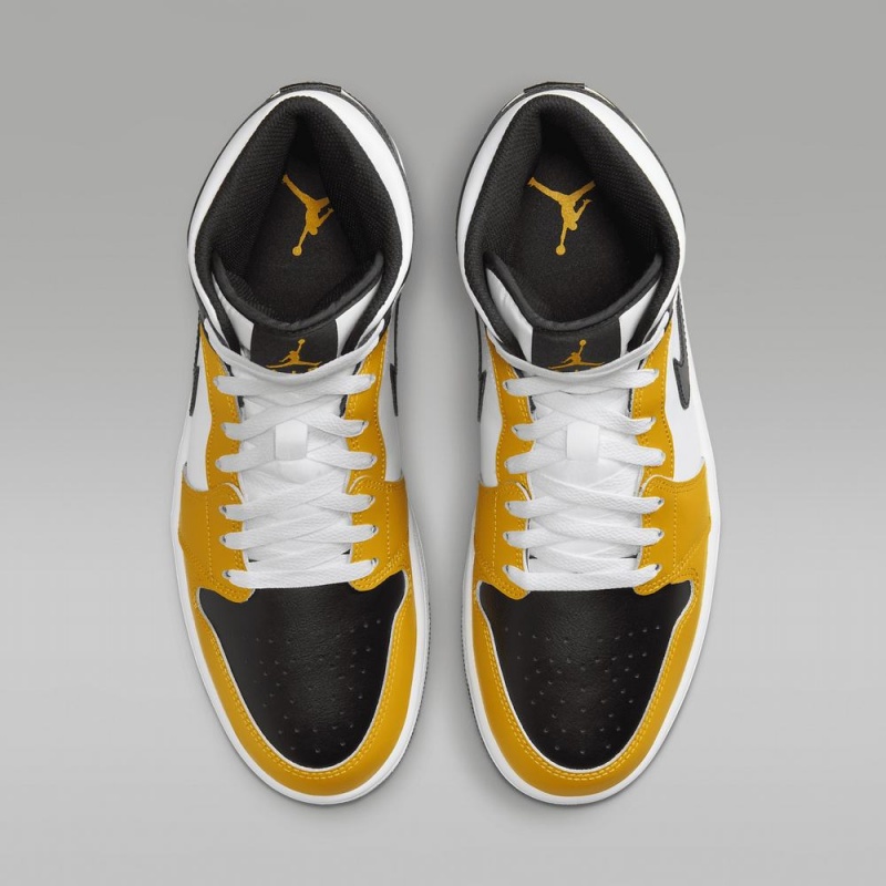 Nike Air Jordan 1 Mid Miesten Kengät Keltainen Valkoinen Mustat | 712KPEVCI