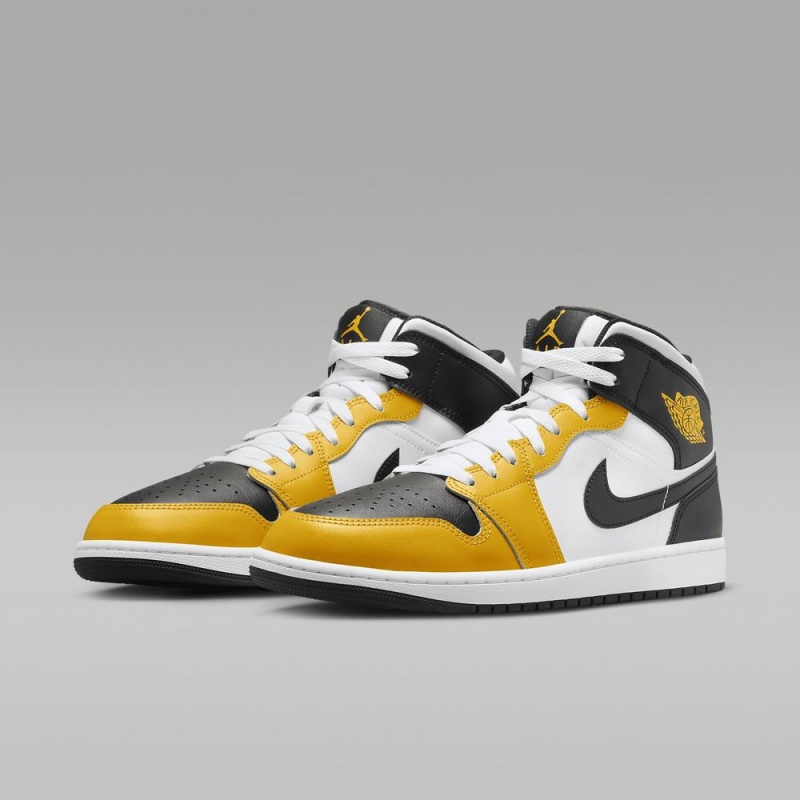 Nike Air Jordan 1 Mid Miesten Kengät Keltainen Valkoinen Mustat | 712KPEVCI