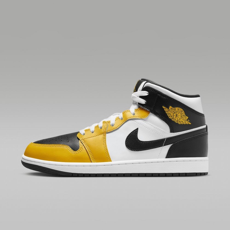 Nike Air Jordan 1 Mid Miesten Kengät Keltainen Valkoinen Mustat | 712KPEVCI