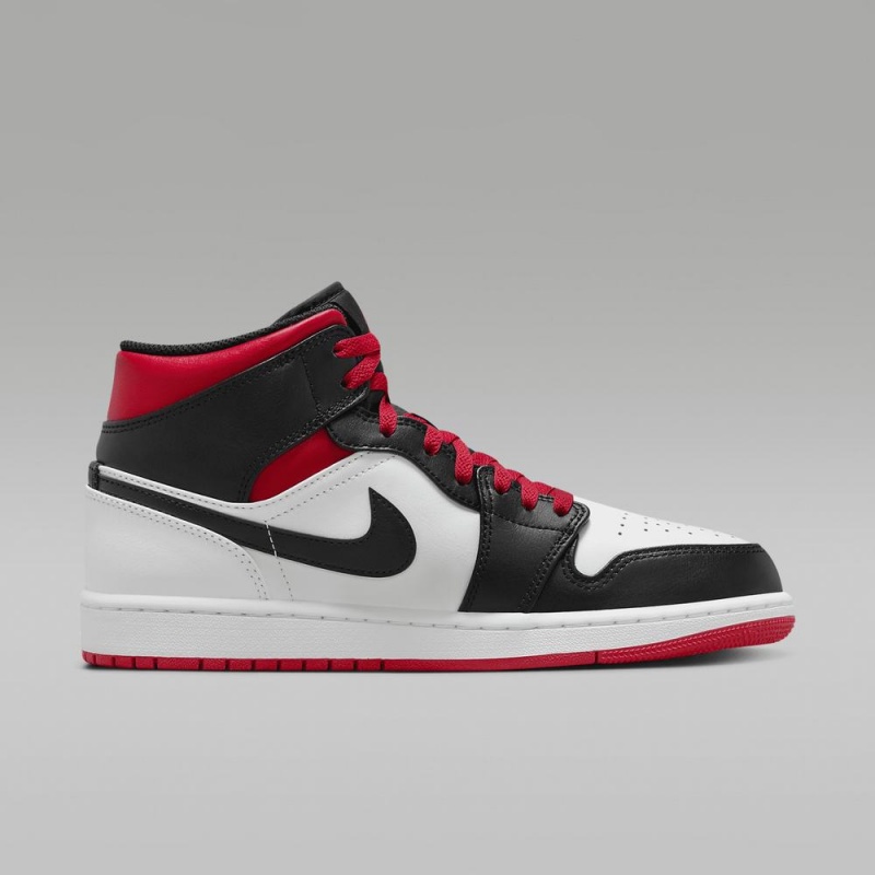 Nike Air Jordan 1 Mid Miesten Kengät Punainen Valkoinen Mustat | 194TSNZQV
