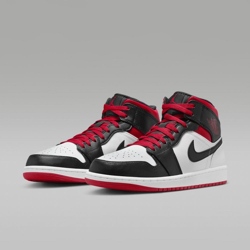 Nike Air Jordan 1 Mid Miesten Kengät Punainen Valkoinen Mustat | 194TSNZQV