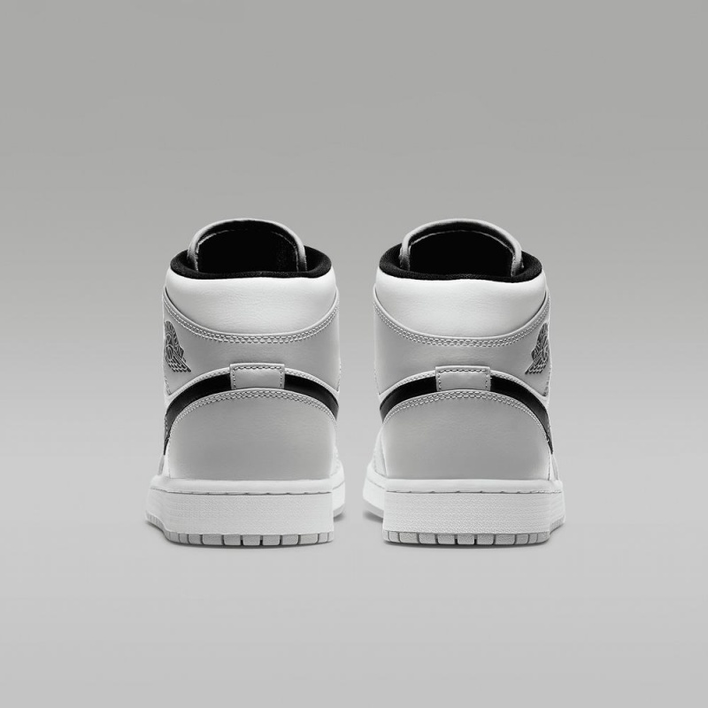Nike Air Jordan 1 Mid Miesten Kengät Vaaleanharmaat Valkoinen Mustat | 756KWASXN