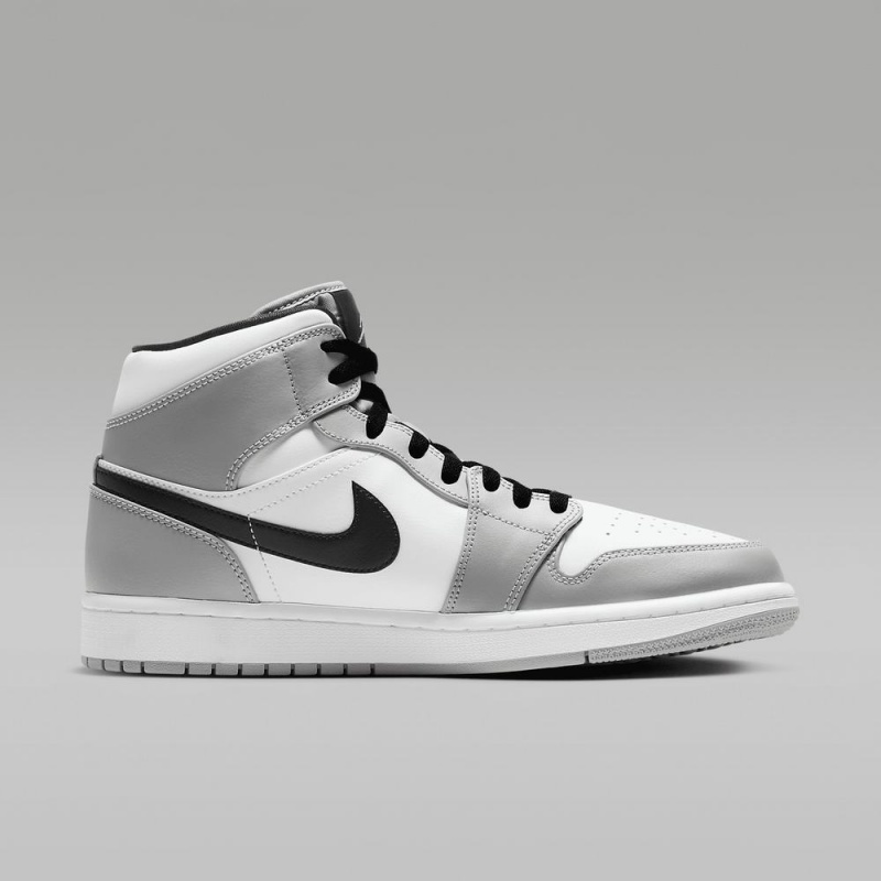 Nike Air Jordan 1 Mid Miesten Kengät Vaaleanharmaat Valkoinen Mustat | 756KWASXN