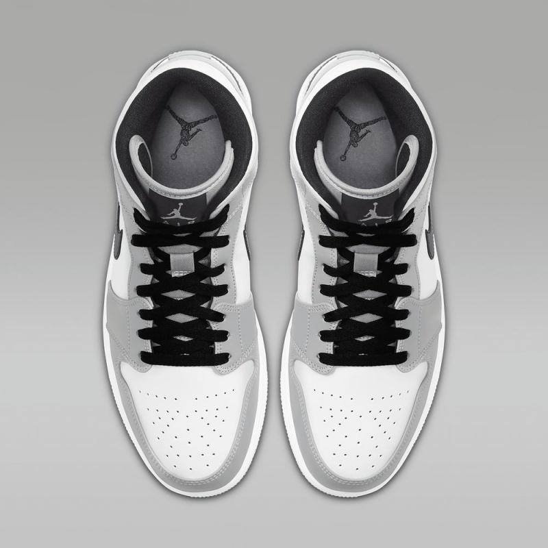 Nike Air Jordan 1 Mid Miesten Kengät Vaaleanharmaat Valkoinen Mustat | 756KWASXN