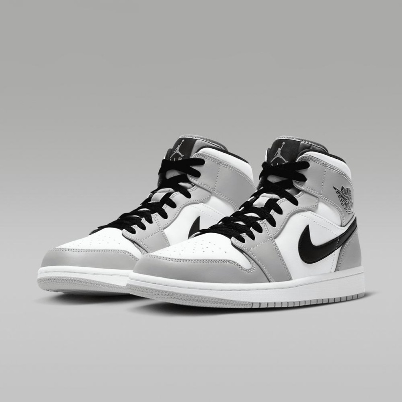 Nike Air Jordan 1 Mid Miesten Kengät Vaaleanharmaat Valkoinen Mustat | 756KWASXN