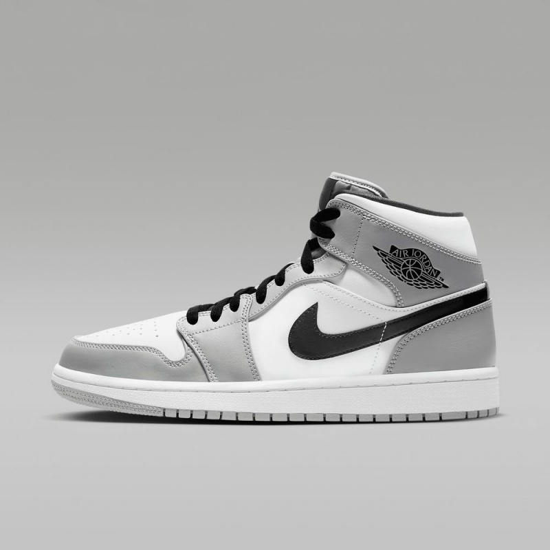 Nike Air Jordan 1 Mid Miesten Kengät Vaaleanharmaat Valkoinen Mustat | 756KWASXN