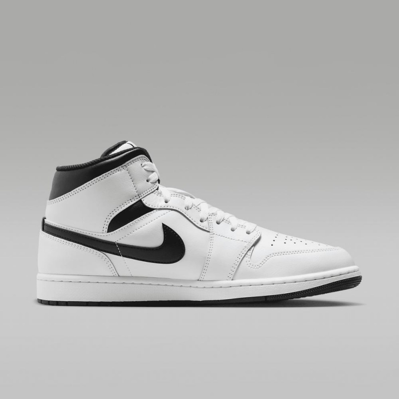 Nike Air Jordan 1 Mid Miesten Kengät Valkoinen Mustat | 614UHBWND