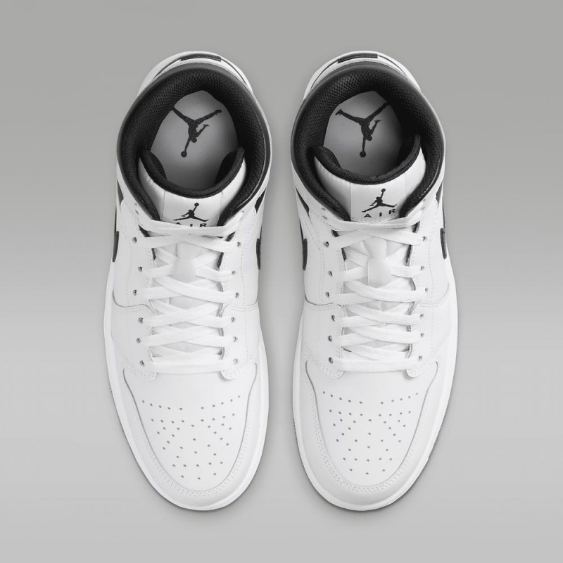 Nike Air Jordan 1 Mid Miesten Kengät Valkoinen Mustat | 614UHBWND