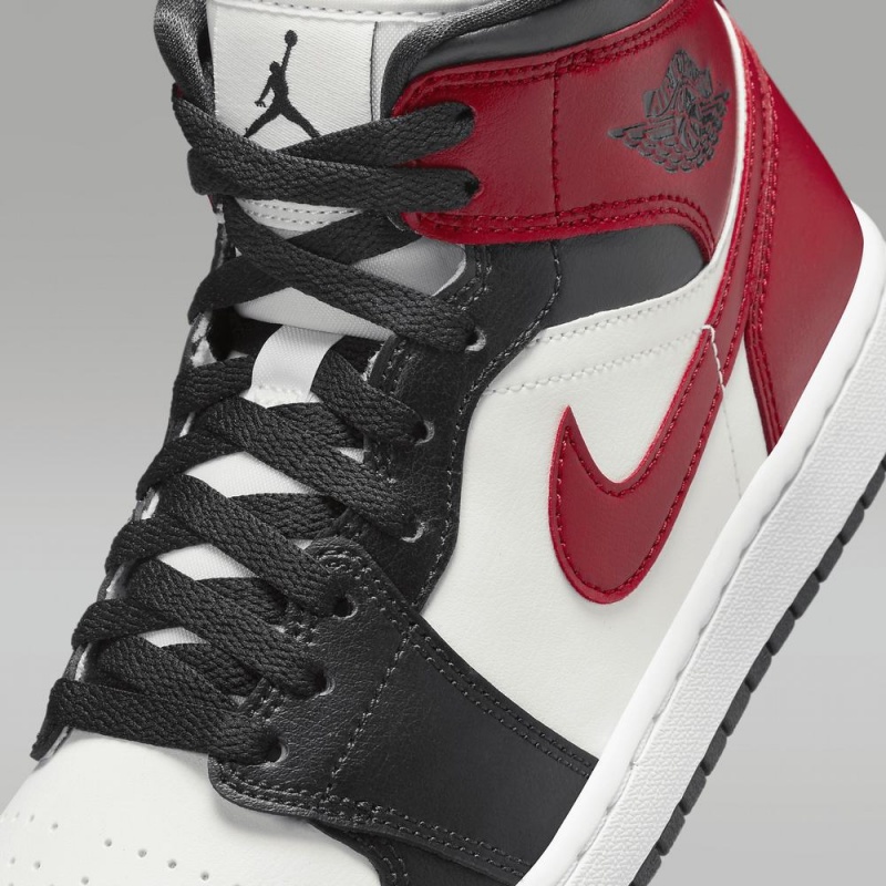 Nike Air Jordan 1 Mid Miesten Kengät Valkoinen Punainen | 069AJPBHK