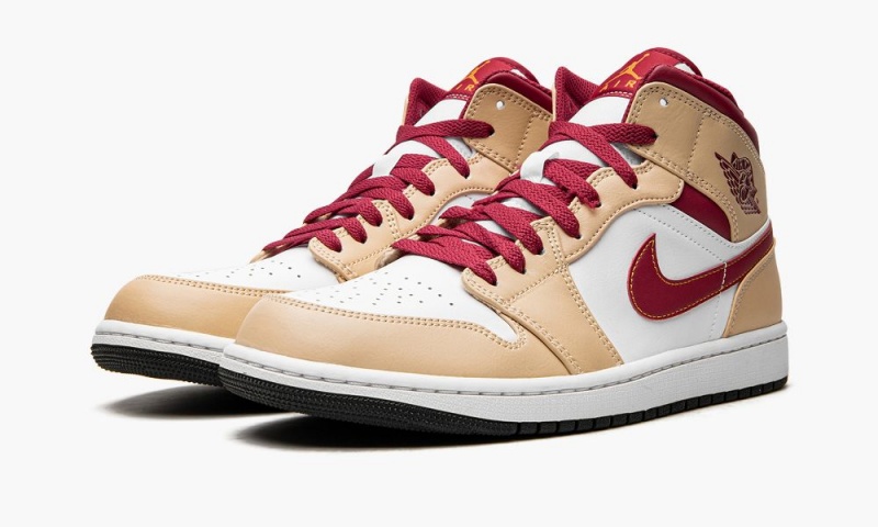 Nike Air Jordan 1 Mid Miesten Kengät Valkoinen Mustat Syvä Keltainen Valkoinen | 453TSGALK