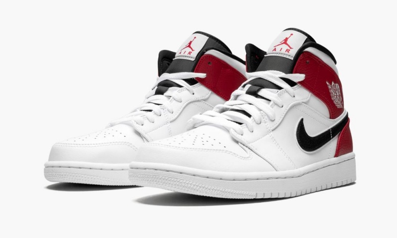 Nike Air Jordan 1 Mid Miesten Kengät Valkoinen Mustat Punainen | 168XUNELV