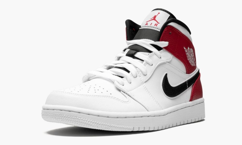 Nike Air Jordan 1 Mid Miesten Kengät Valkoinen Mustat Punainen | 168XUNELV