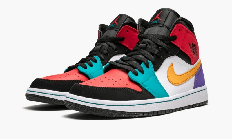 Nike Air Jordan 1 Mid 'Multicolor' Miesten Kengät Valkoinen Punainen Mustat | 419ERNJSU