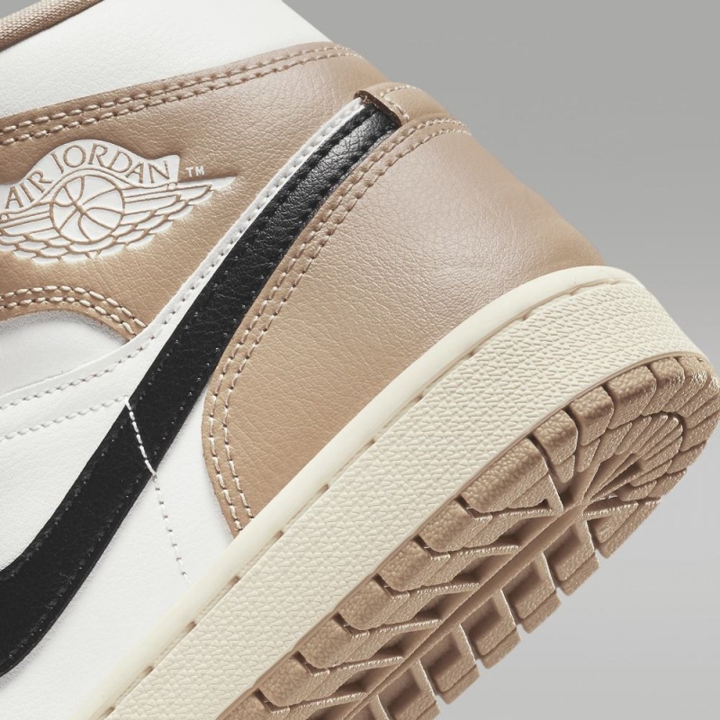 Nike Air Jordan 1 Mid Naisten Kengät Khaki Mustat Valkoinen | 537VNWPAM