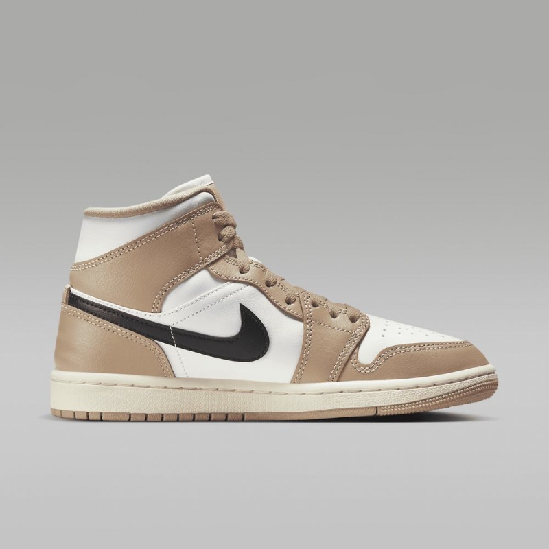 Nike Air Jordan 1 Mid Naisten Kengät Khaki Mustat Valkoinen | 537VNWPAM