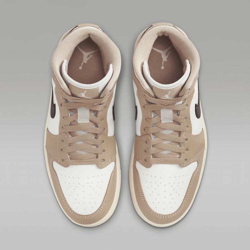Nike Air Jordan 1 Mid Naisten Kengät Khaki Mustat Valkoinen | 537VNWPAM