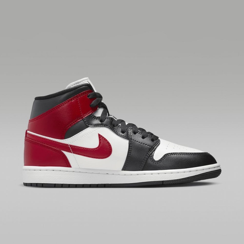 Nike Air Jordan 1 Mid Naisten Kengät Mustat Valkoinen Punainen | 542LPUTJR