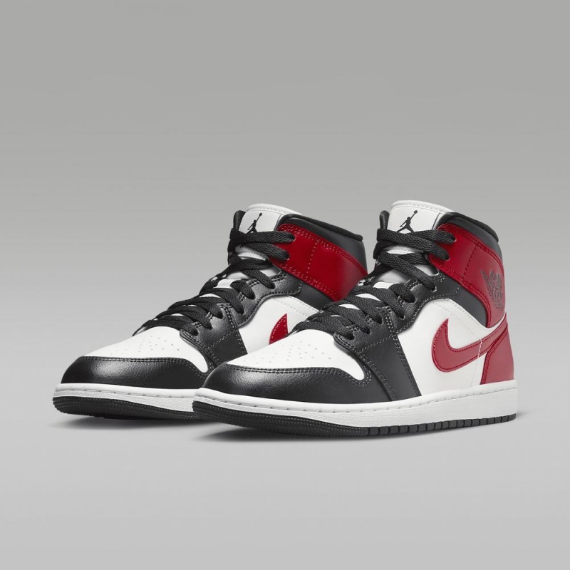 Nike Air Jordan 1 Mid Naisten Kengät Mustat Valkoinen Punainen | 542LPUTJR