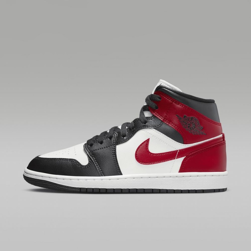 Nike Air Jordan 1 Mid Naisten Kengät Mustat Valkoinen Punainen | 542LPUTJR