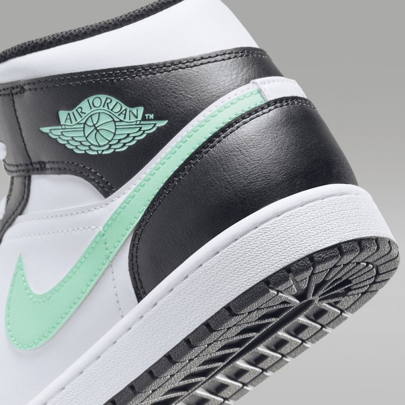 Nike Air Jordan 1 Mid Naisten Kengät Valkoinen Mustat Vihreä | 374IQLOAV