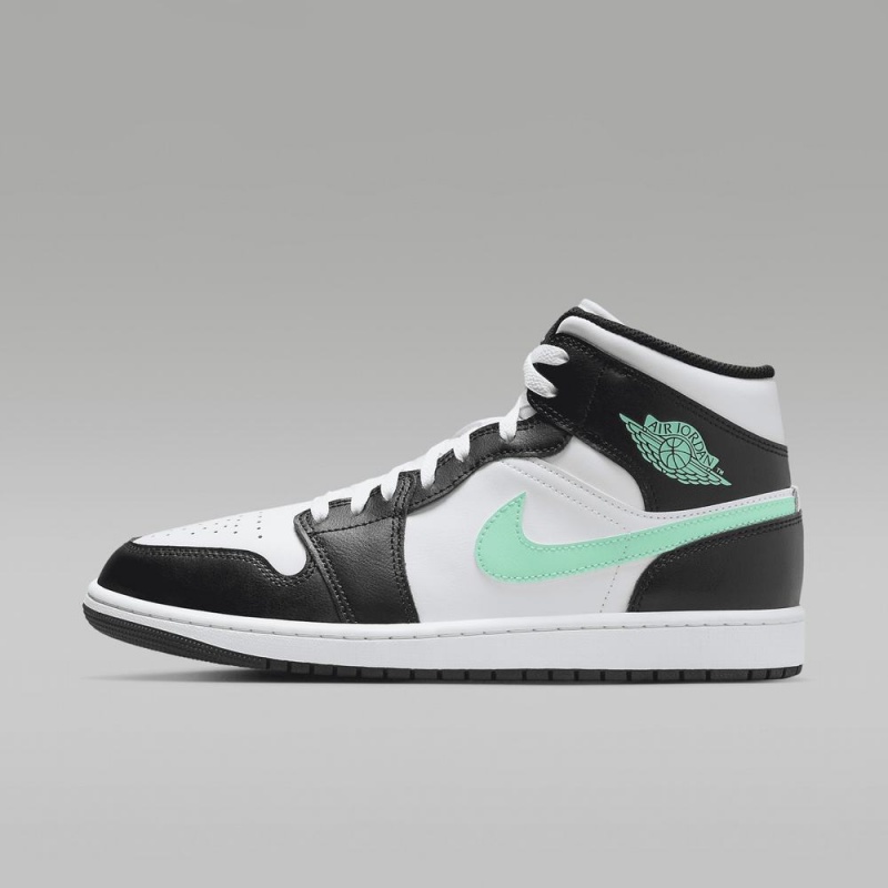 Nike Air Jordan 1 Mid Naisten Kengät Valkoinen Mustat Vihreä | 374IQLOAV
