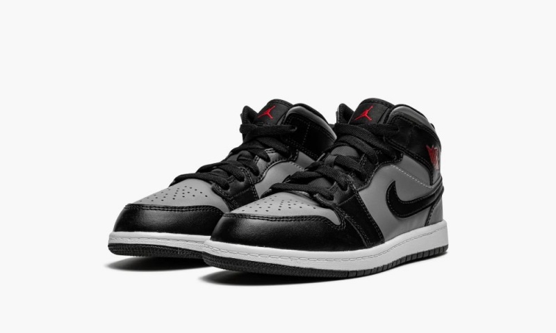 Nike Air Jordan 1 Mid PS 'Black / Shadow Grey' Lasten Kengät Mustat Punainen Harmaat | 624IBPSYQ