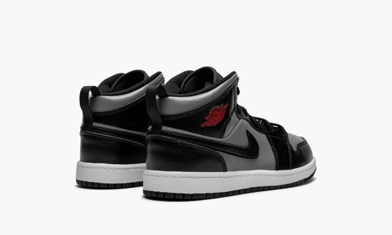 Nike Air Jordan 1 Mid PS 'Black / Shadow Grey' Lasten Kengät Mustat Punainen Harmaat | 624IBPSYQ