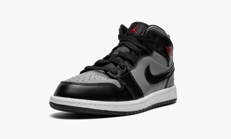 Nike Air Jordan 1 Mid PS 'Black / Shadow Grey' Lasten Kengät Mustat Punainen Harmaat | 624IBPSYQ