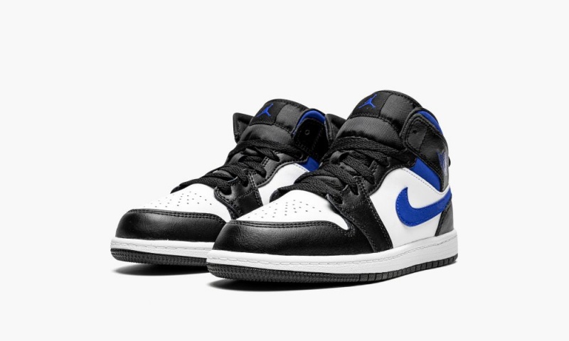 Nike Air Jordan 1 Mid PS 'Black / White/ Racer Blue' Lasten Kengät Valkoinen Sininen Mustat | 203ZPBDJR