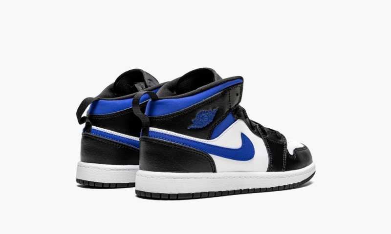 Nike Air Jordan 1 Mid PS 'Black / White/ Racer Blue' Lasten Kengät Valkoinen Sininen Mustat | 203ZPBDJR